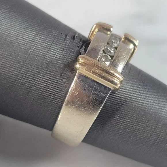 Womens Vintage Estate 14K Yellow & White Gold Diamond Ring 7.2g E6544